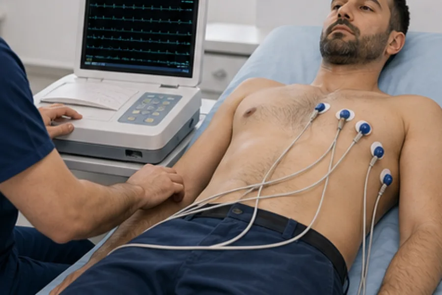 EKG (Elektrokardiyografi / Kalp Elektrosu) uygulamasi, 3. gorunum - Izmir Pusula OSGB Torbali